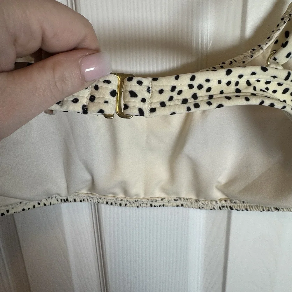 Women's Xhilaration‎ Smocked Bralette Bikini Top Cream Dot Print Large 12-14 New